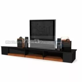 Living Room Tv And Speaker 3d model