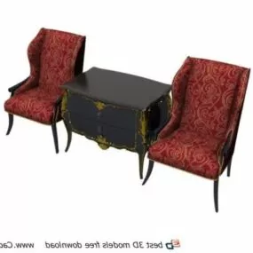 Living Room Furniture Sofa Set Antique Style 3d model