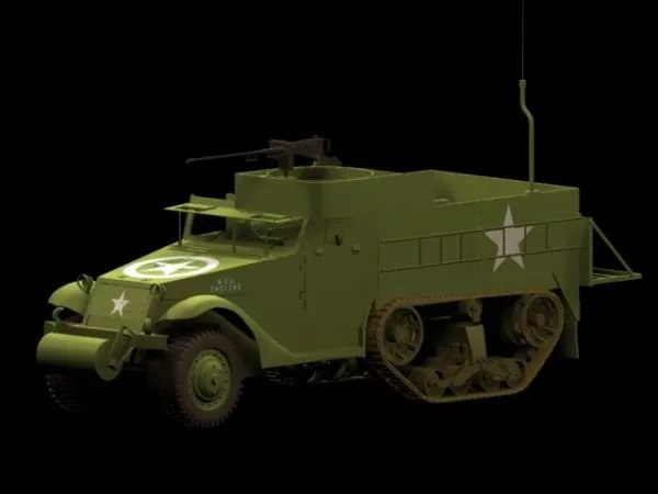 M3 Half-track Armored Vehicle 3d model M3 Half-track Armored Vehicle 3d model