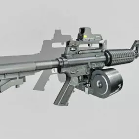 M4a1 With Double-drum Magazine 3d model