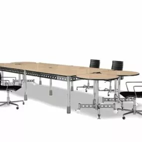 Mdf And Stainless Steel Meeting Table Collection 3d model
