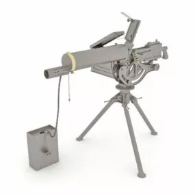 Military Machine Gun With Ammo Belt 3d model