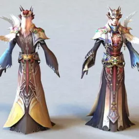 Male Elf Cleric 3d model