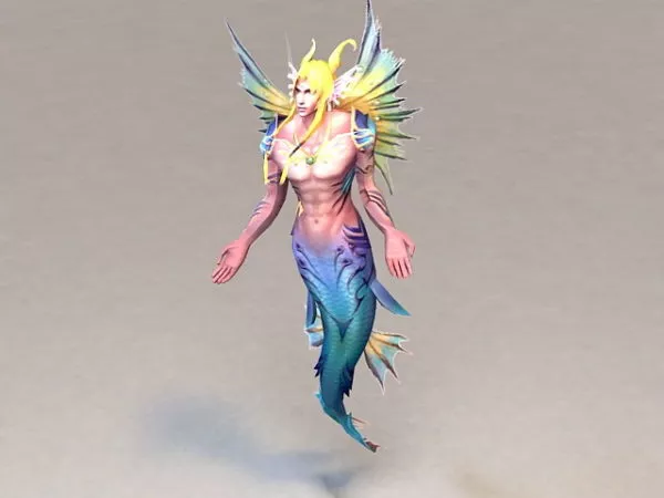 Mermaid In Tank 3d model