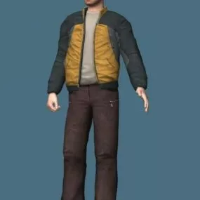 Man In Jacket Standing & Rigged 3d model