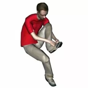 Character Man Tie His Shoe 3d model