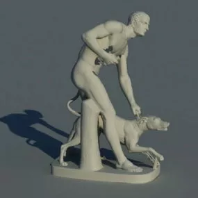 Man With Dog Statue 3d model