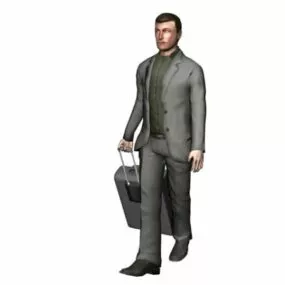 Character Man With Luggage 3d model