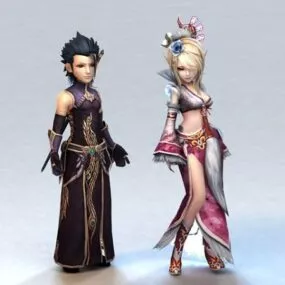 Medieval Anime Warrior Couple 3d model