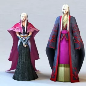 Medieval Asian Couple 3d model