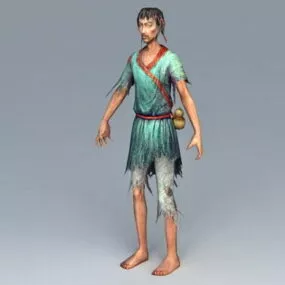 Medieval Beggar 3d model