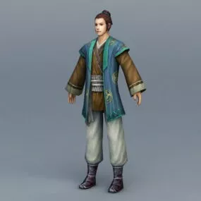 Medieval Chinese Peasant Man 3d model