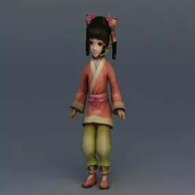 Medieval Peasant Girl 3d model