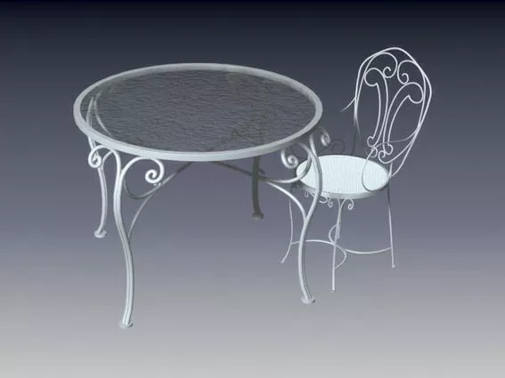 Metal Accent Table And Chair 3d model Metal Accent Table And Chair 3d model