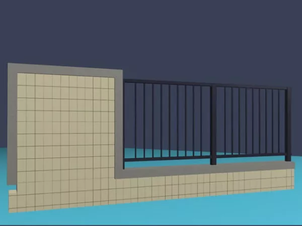 Fence Glass With Handrail 3d model