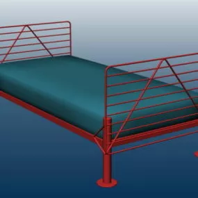 Metal Bed With Mattress 3d model