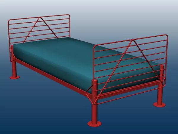 Metal Bed With Mattress 3d model Metal Bed With Mattress 3d model