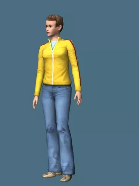 Young Woman Character Walking Pose 3d model
