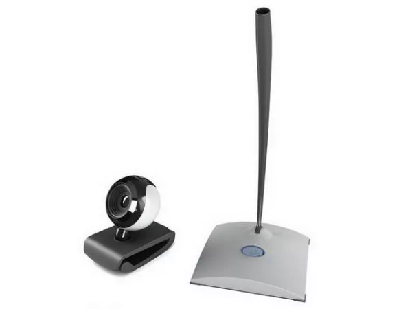Black Chrome Microphone With Stand 3d model
