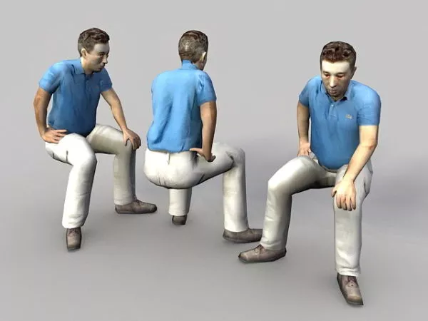 Middle Aged Man Sitting 3d model Middle Aged Man Sitting 3d model
