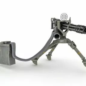 Minigun With Ammo Belt & Backpack 3d model