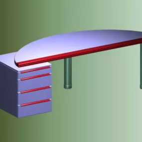 Minimalist Office Desk With Cabinet 3d model