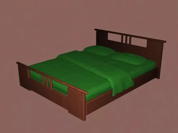 Mission Style Double Bed 3d model Mission Style Double Bed 3d model