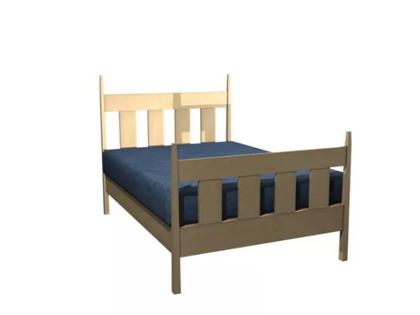 Mission Style Single Bed 3d model Mission Style Single Bed 3d model