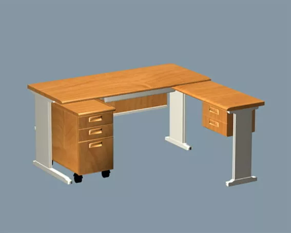 Современный L-образный офисный стол Бесплатная 3d модель - .Max, .Vray ...