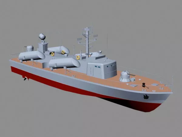 Old Chinese Wood Boat 3d model