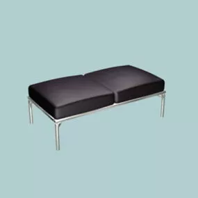 Modern Black Leather Ottoman 3d model