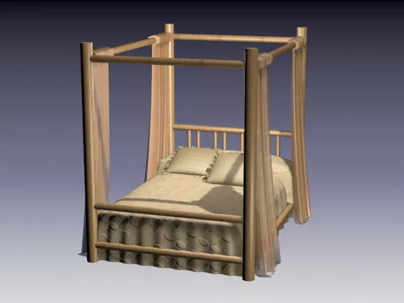 Modern Curtained Bed 3d model Modern Curtained Bed 3d model