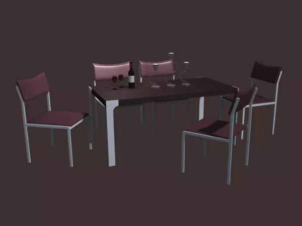 Modern Dining Furniture Set Metal Legs 3d model Modern Dining Furniture Set Metal Legs 3d model