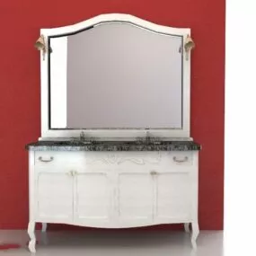 Antique Double Basin Bathroom Vanity 3d model
