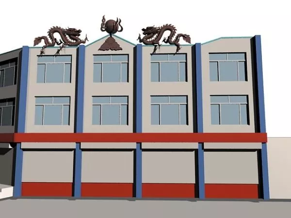 Modern House With Dragon Sculpture 3d model Modern House With Dragon Sculpture 3d model