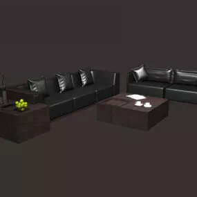 Furniture Leather Sectional Sofa Set 3d model