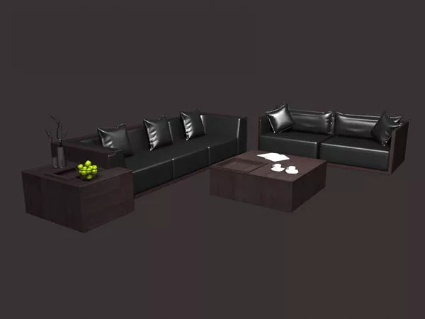 Furniture Leather Sectional Sofa Set 3d model Furniture Leather Sectional Sofa Set 3d model
