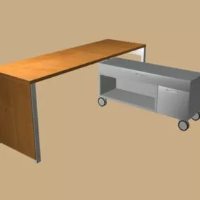 Modern Office Table With Cabinet 3d model