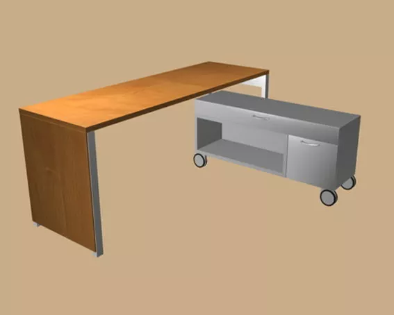 Modern Office Table With Cabinet 3d model Modern Office Table With Cabinet 3d model