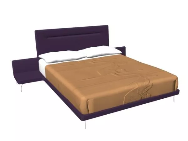 Modern Platform Bed With Bedside Table 3d model Modern Platform Bed With Bedside Table 3d model