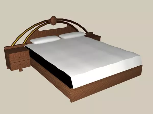 Modern Platform Bed With Nightstand 3d model Modern Platform Bed With Nightstand 3d model