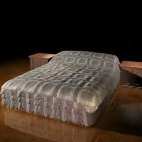 Modern Soft Bed With Nightstands 3d model