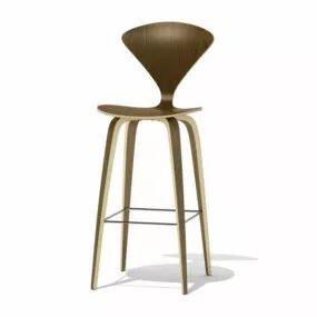 Norman Cherner Bar Stool Wood Base Furniture 3d model