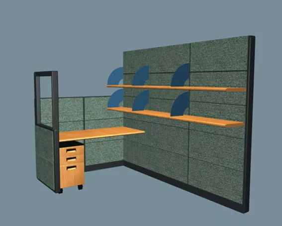 U Shape Office Cubicle 3d model