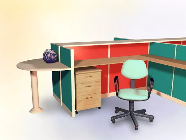Office Desk Cubicle Space 3d model