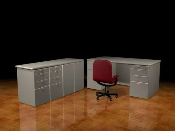 Office Desk Cabinets 3d model Office Desk Cabinets 3d model