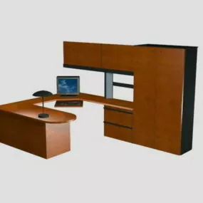 Office Desk With Hutch 3d model