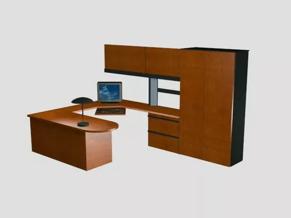 Office Desk With Hutch 3d model Office Desk With Hutch 3d model
