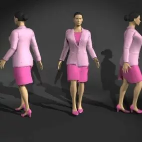 Office Woman Pink Suit Dress Character 3d model