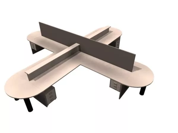 Office Cubicle Desk With Drawers 3d model
